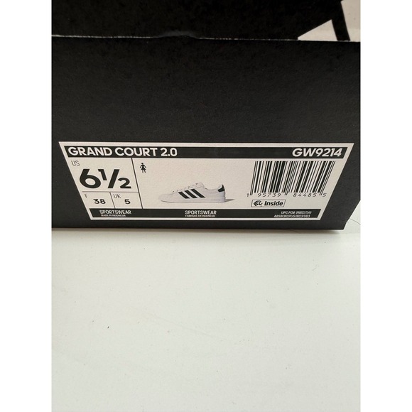 Adidas Grand Court 2.0 Women's Sneakers White Black Low Top Casual sz 6.5 - Picture 4 of 9